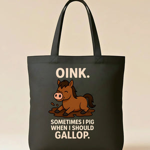Cute pig design tote bag with oink text