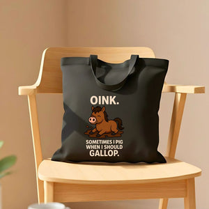 Cute pig design tote bag with oink text