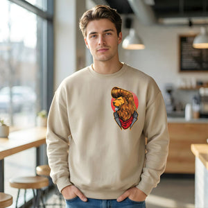 Dashing lion streetwear crewneck sweatshirt front view