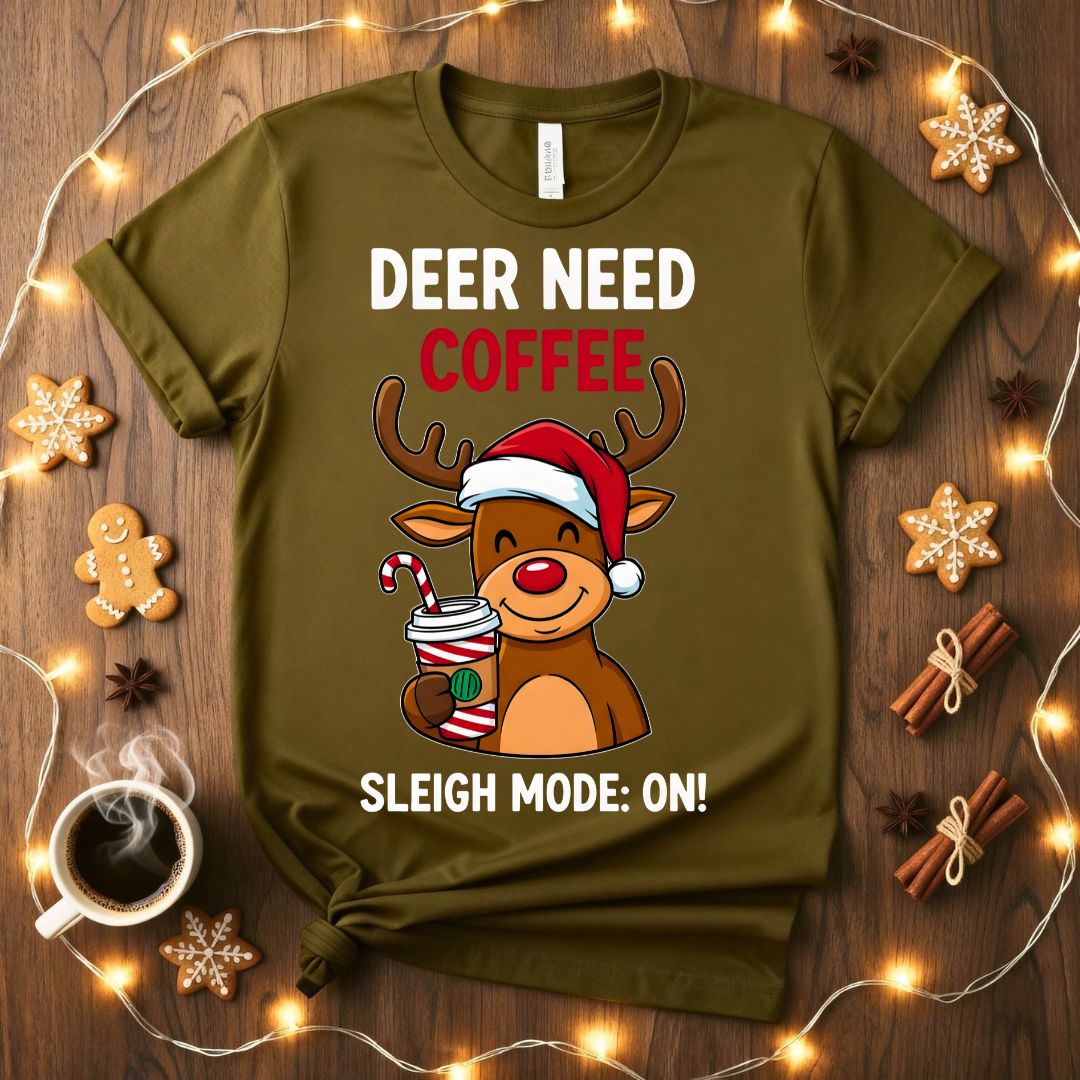 Deer Need Coffee funny Christmas animal meme t-shirt