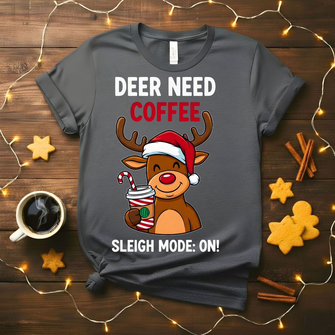 Deer Need Coffee funny Christmas animal meme t-shirt