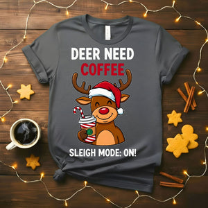 Deer Need Coffee funny Christmas animal meme t-shirt