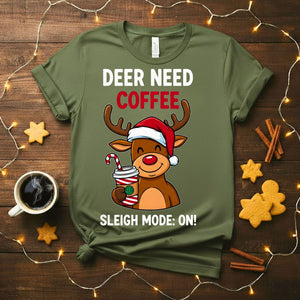Deer Need Coffee funny Christmas animal meme t-shirt