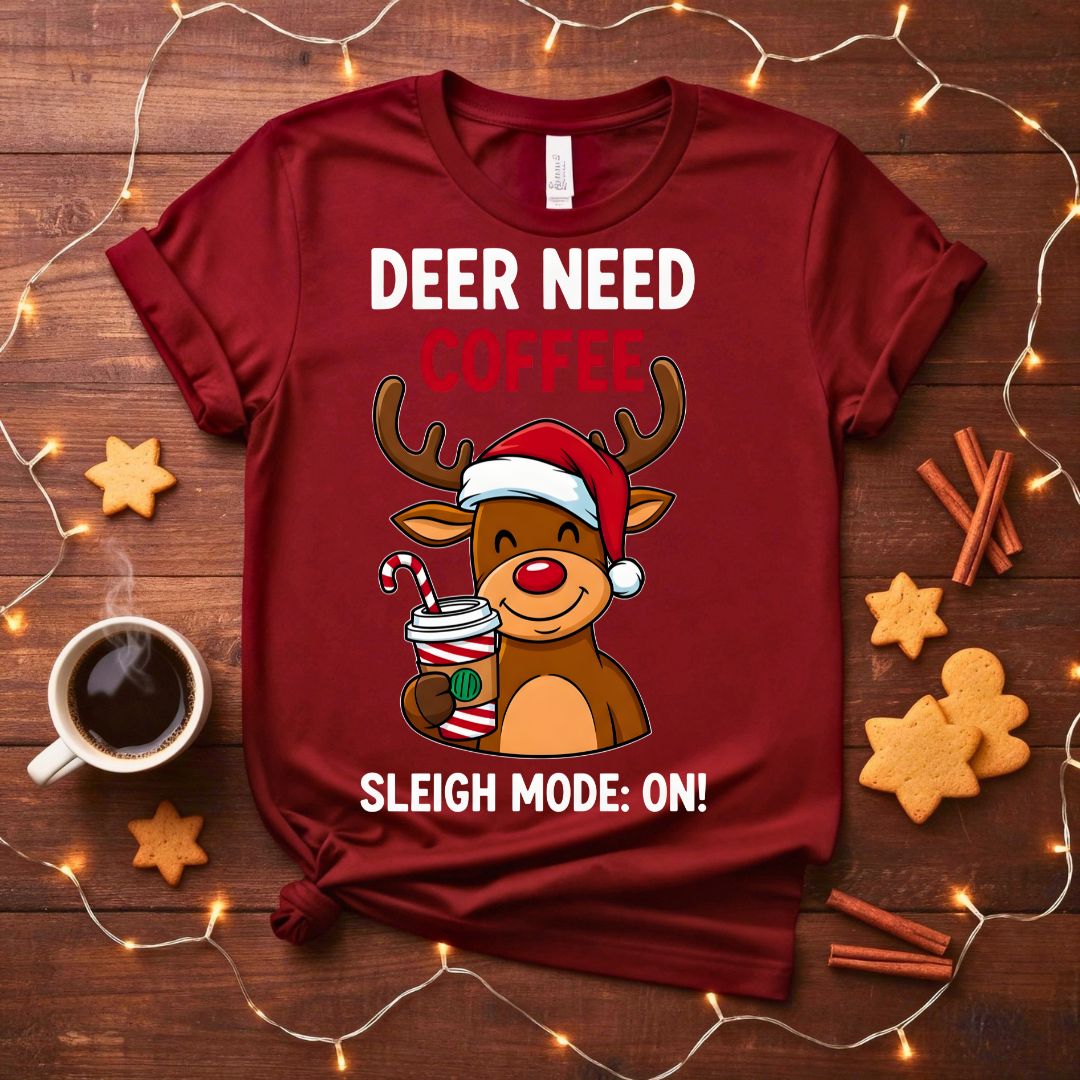 Deer Need Coffee funny Christmas animal meme t-shirt