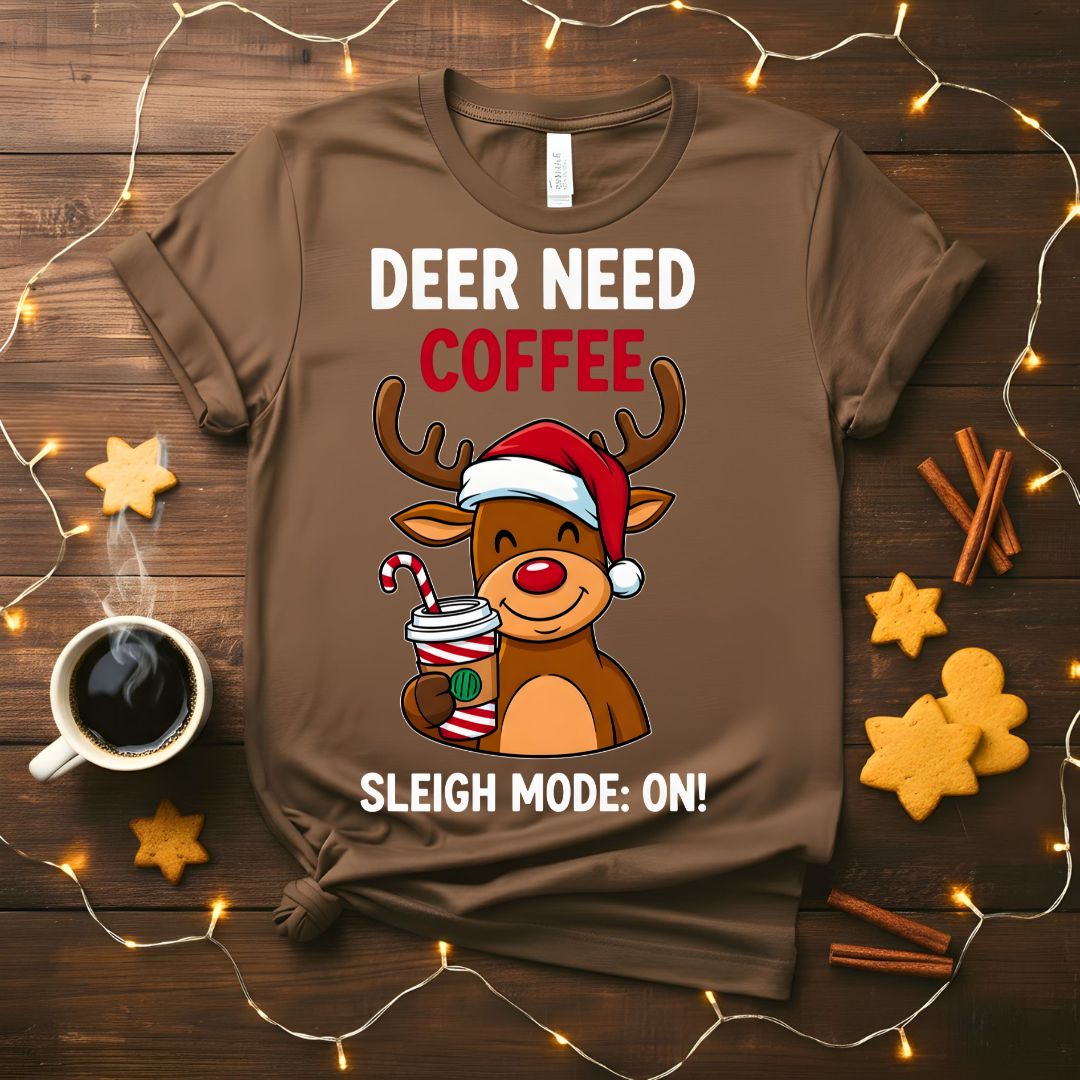 Deer Need Coffee funny Christmas animal meme t-shirt