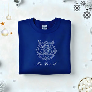 Deer’d Typographical Embroidered Sweatshirt – minimalist embroidered Christmas fleece, funny typographic holiday pullover by Memez.Store.”