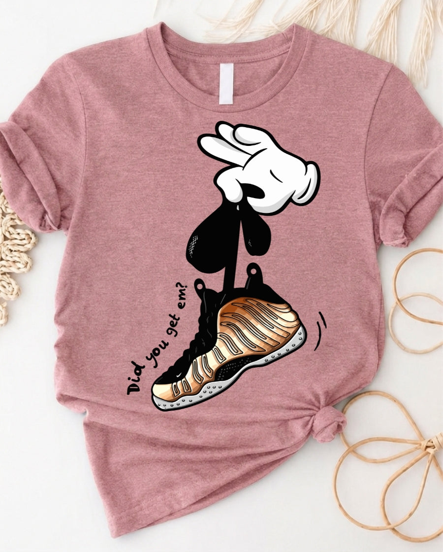 Did you get em sneaker cartoon hand graphic t-shirt with bold streetwear design