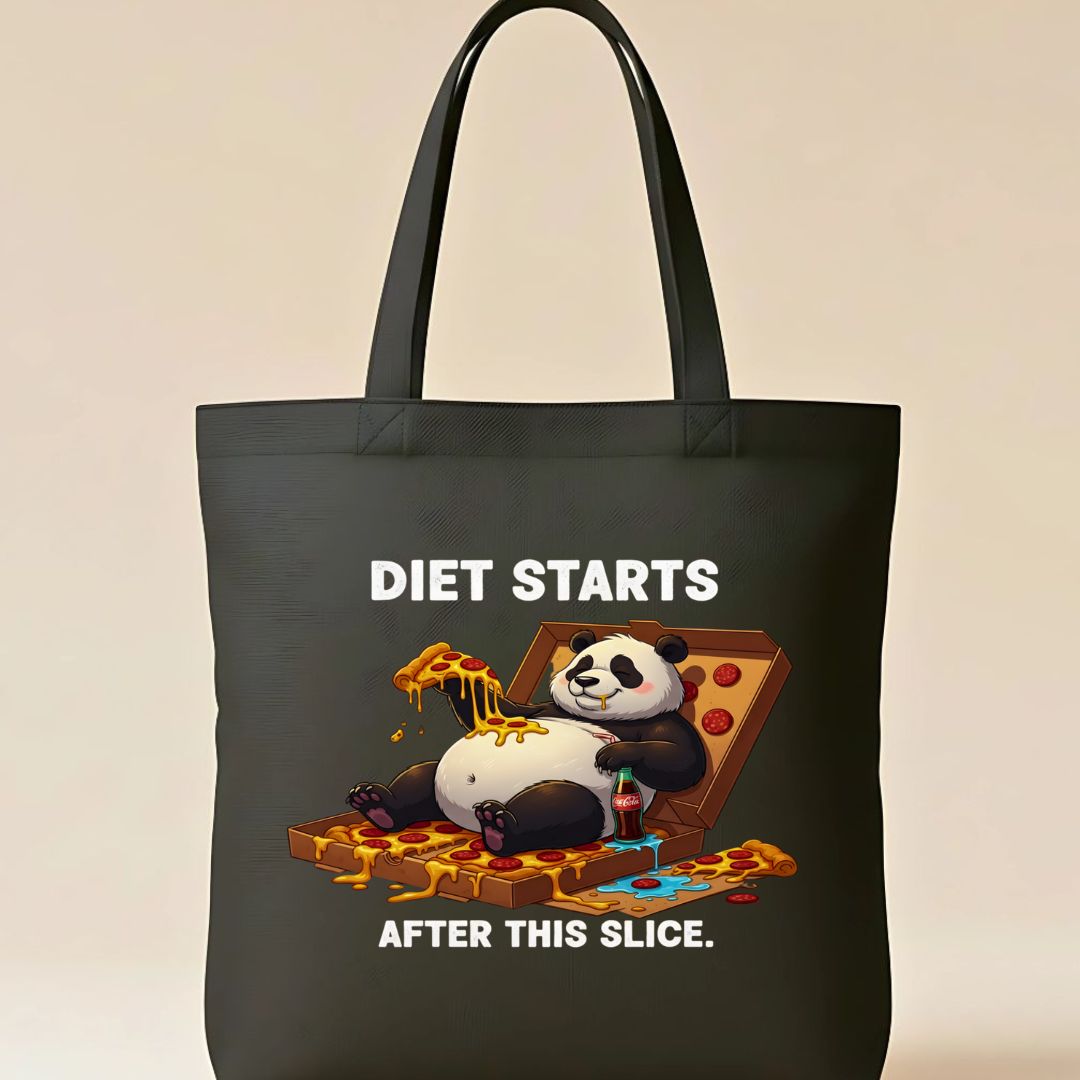 Diet Starts Tomorrow Tote Bag with funny food text
