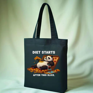 Diet Starts Tomorrow Tote Bag with funny food text