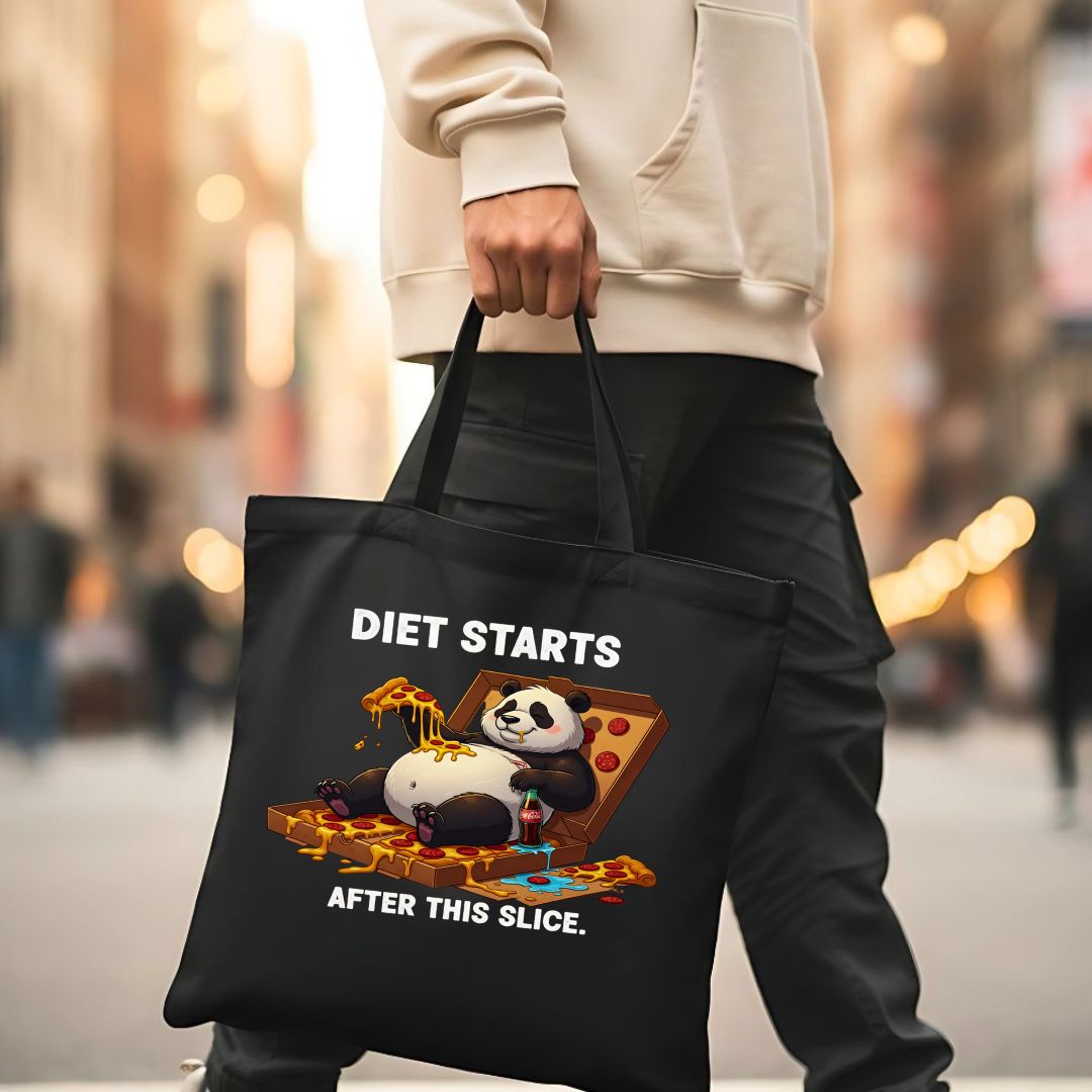 Diet Starts Tomorrow Tote Bag with funny food text