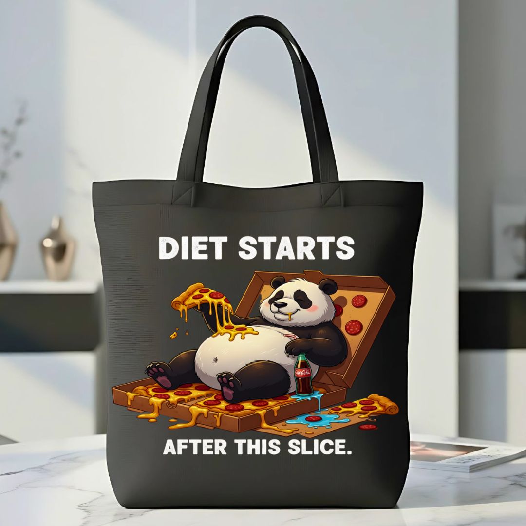 Diet Starts Tomorrow Tote Bag with funny food text