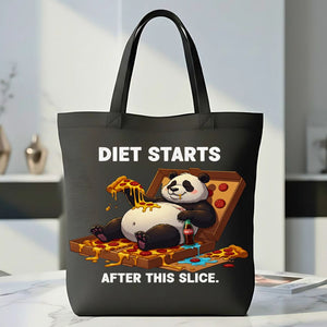 Diet Starts Tomorrow Tote Bag with funny food text