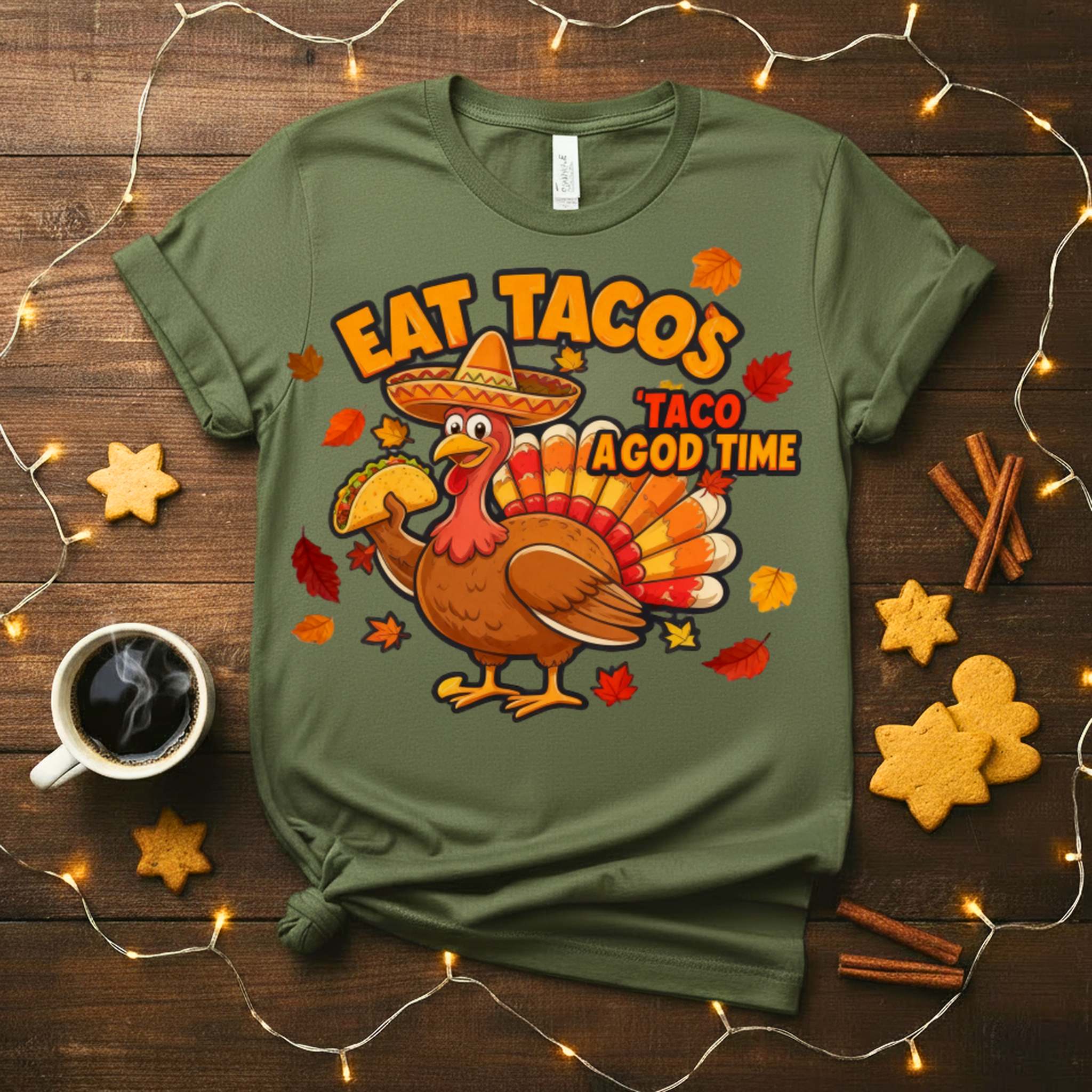 Eat Tacos Meme Funny Tee – Hilarious taco lover t-shirt with bold meme design for foodies, perfect for casual wear or Taco Tuesday outfits.