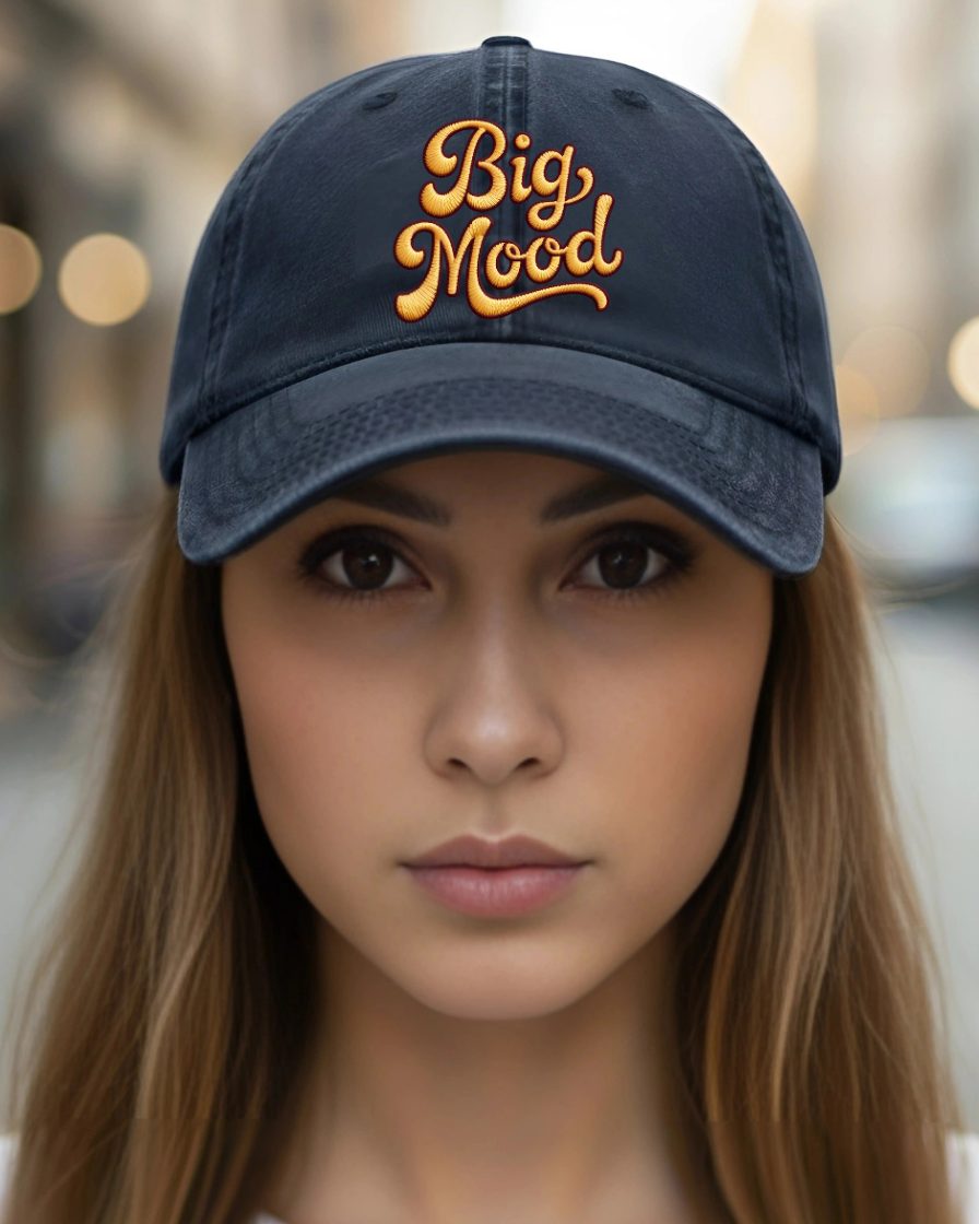 Embroidered Big Mood meme cap funny typography hat