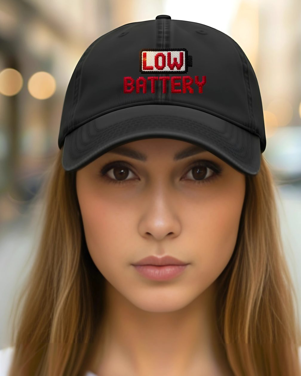 Embroidered Low Battery meme cap funny typography hat”