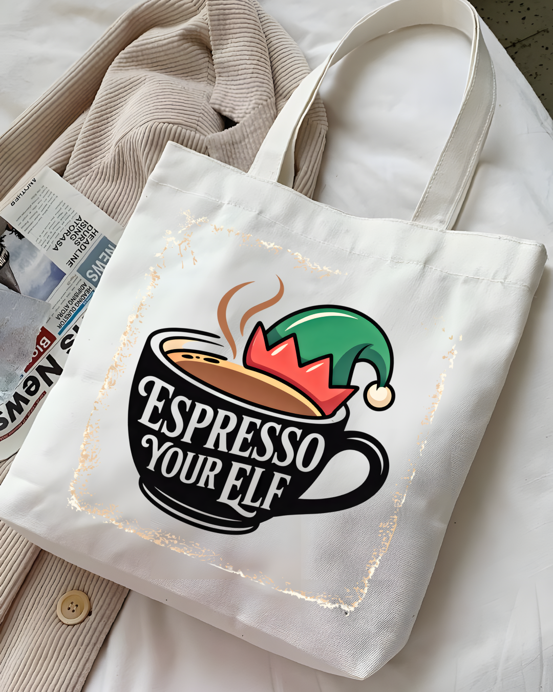 Espresso Yourself Funny Christmas Coffee Tote Bag