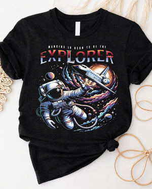 Explorer Space Lover's Tee with astronaut and galaxy graphic