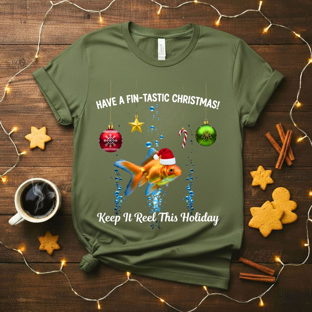 Fin-Tastic Christmas funny aquatic animal pun t-shirt