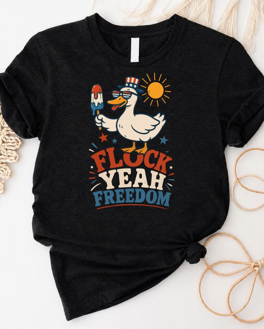 Fluck yeah freedom t-shirt with bold patriotic graphic and humorous slogan