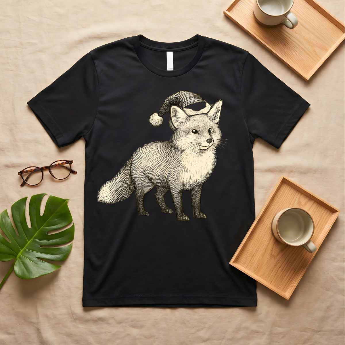 Hand drawn fox illustration graphic tee