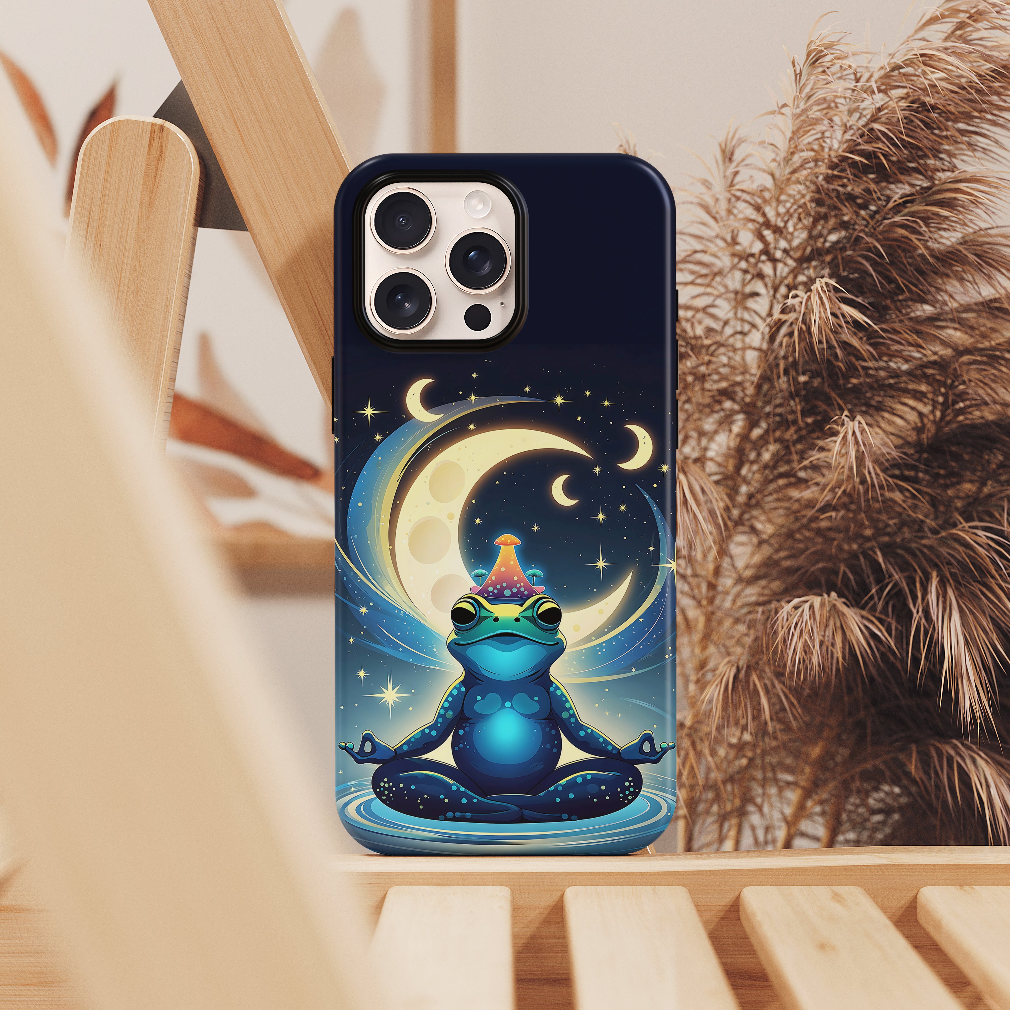 Frog Doing Yoga iPhone Case featuring a playful yoga‑posing frog graphic—made‑to‑order, durable phone protection by Memez Store