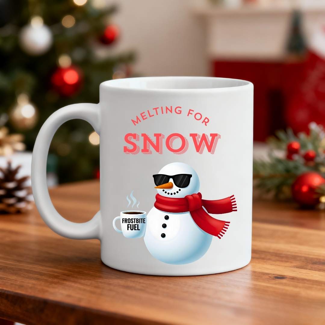 Frostbite Fuel Coffee Christmas Ceramic Mug – funny winter meme mug for coffee lovers by Memez.Store