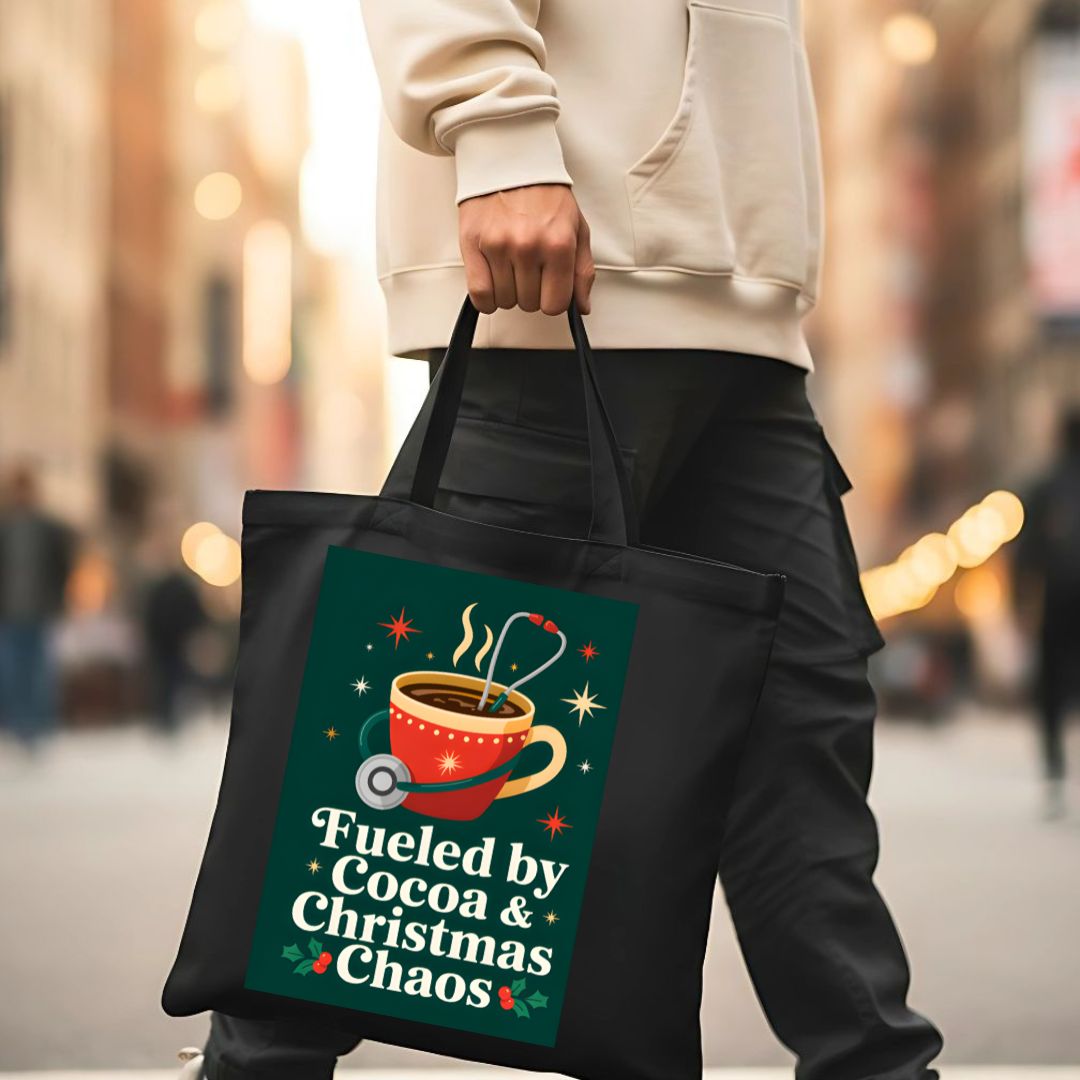 Fueled By Cocoa Funny Mom Tote Bag
