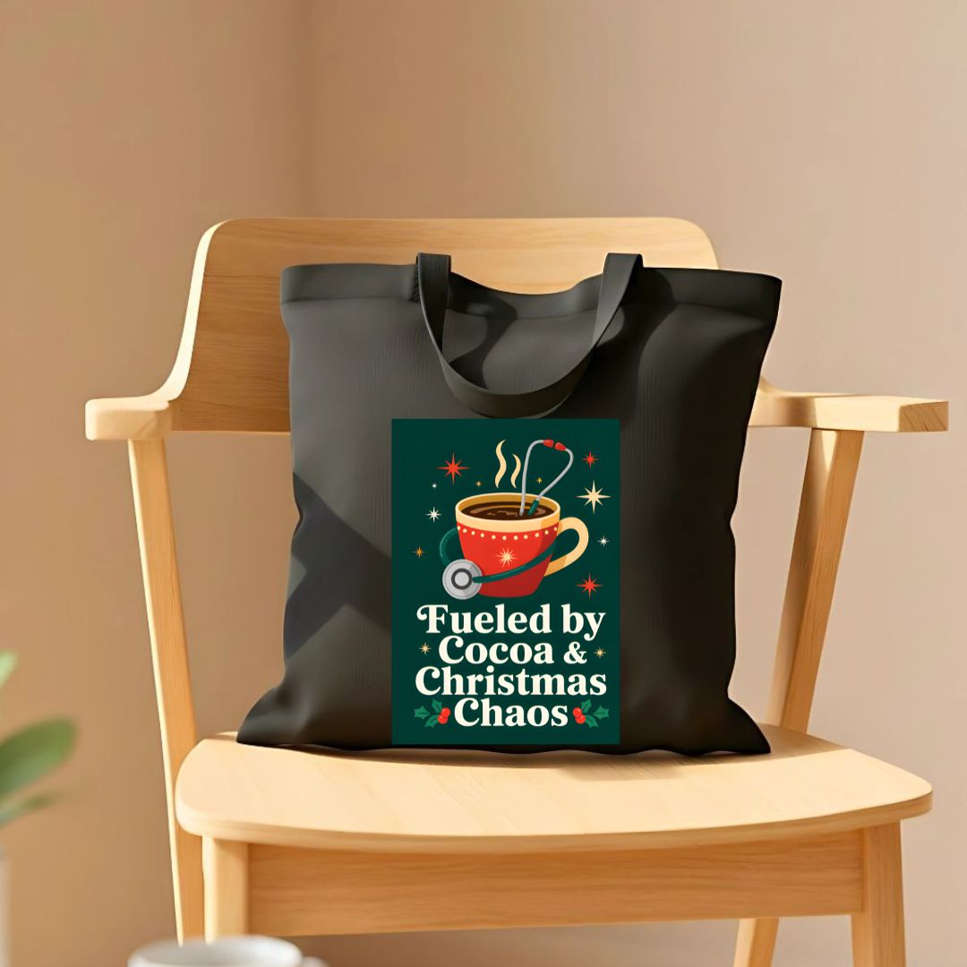 Fueled By Cocoa Funny Mom Tote Bag