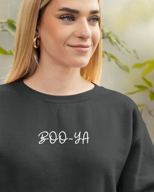Funny Halloween Sweatshirt – Boo Ya Typographical Tee by Memez Store