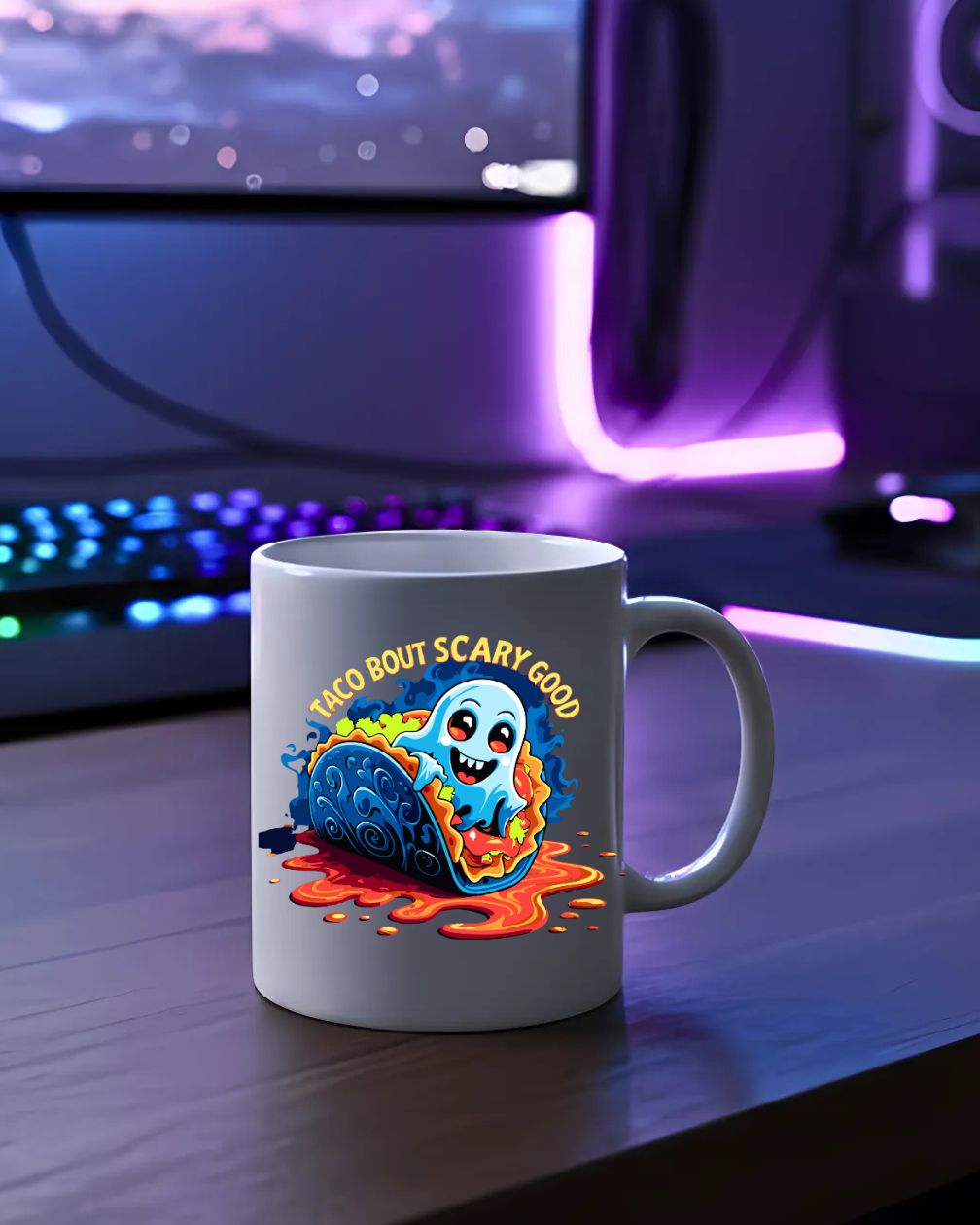 Funny Halloween Taco But Scarry Mug – spooky taco design coffee mug gift idea