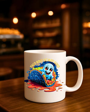 Funny Halloween Taco But Scarry Mug – spooky taco design coffee mug gift idea