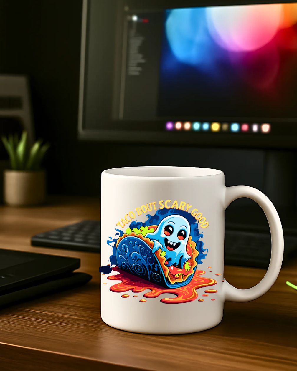 Funny Halloween Taco But Scarry Mug – spooky taco design coffee mug gift idea
