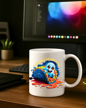 Funny Halloween Taco But Scarry Mug – spooky taco design coffee mug gift idea