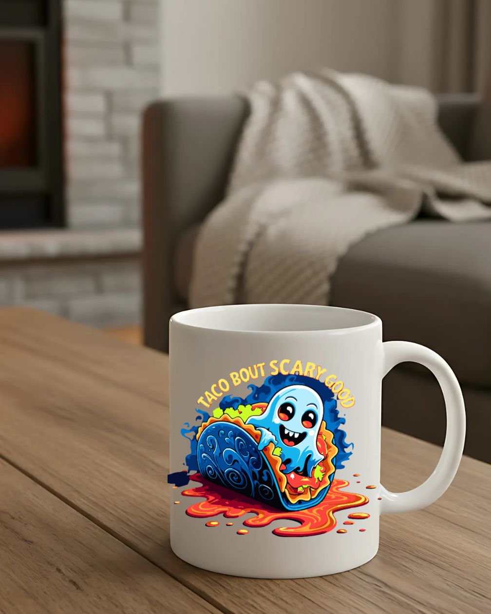 Funny Halloween Taco But Scarry Mug – spooky taco design coffee mug gift idea