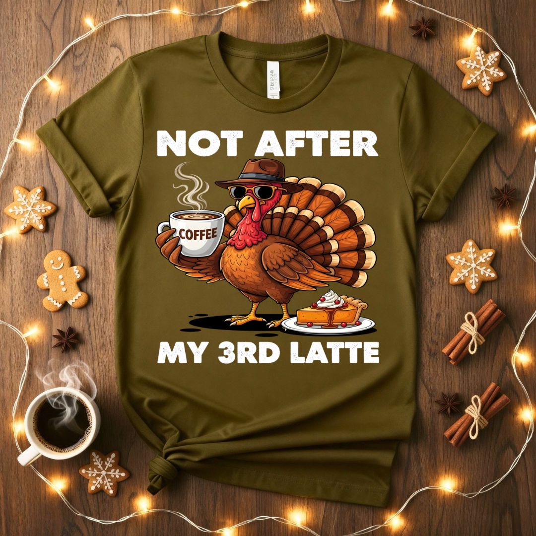 Funny Not After My Third Latte Christmas T-Shirt with animal