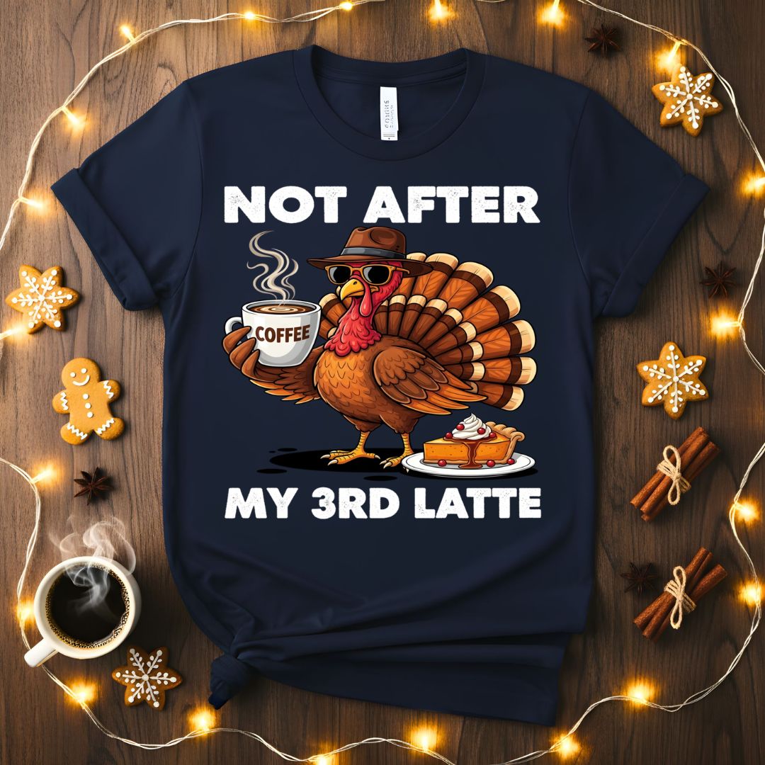 Funny Not After My Third Latte Christmas T-Shirt with animal