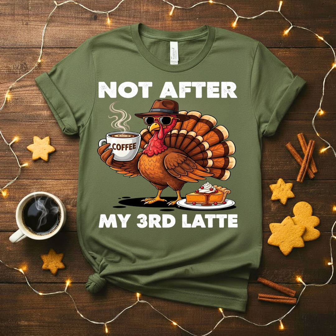 Funny Not After My Third Latte Christmas T-Shirt with animal