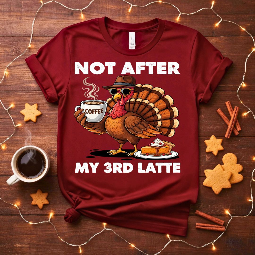 Funny Not After My Third Latte Christmas T-Shirt with animal