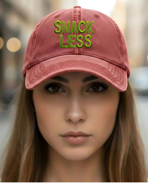 Minimalist Snackless embroidered cap funny typography”