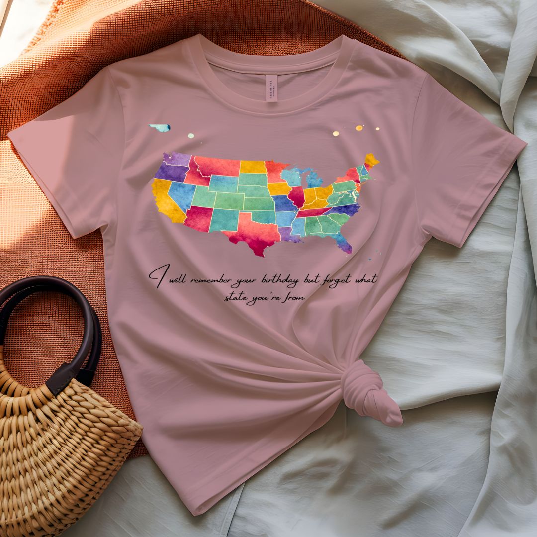 Funny Text American Map T-Shirt Humor