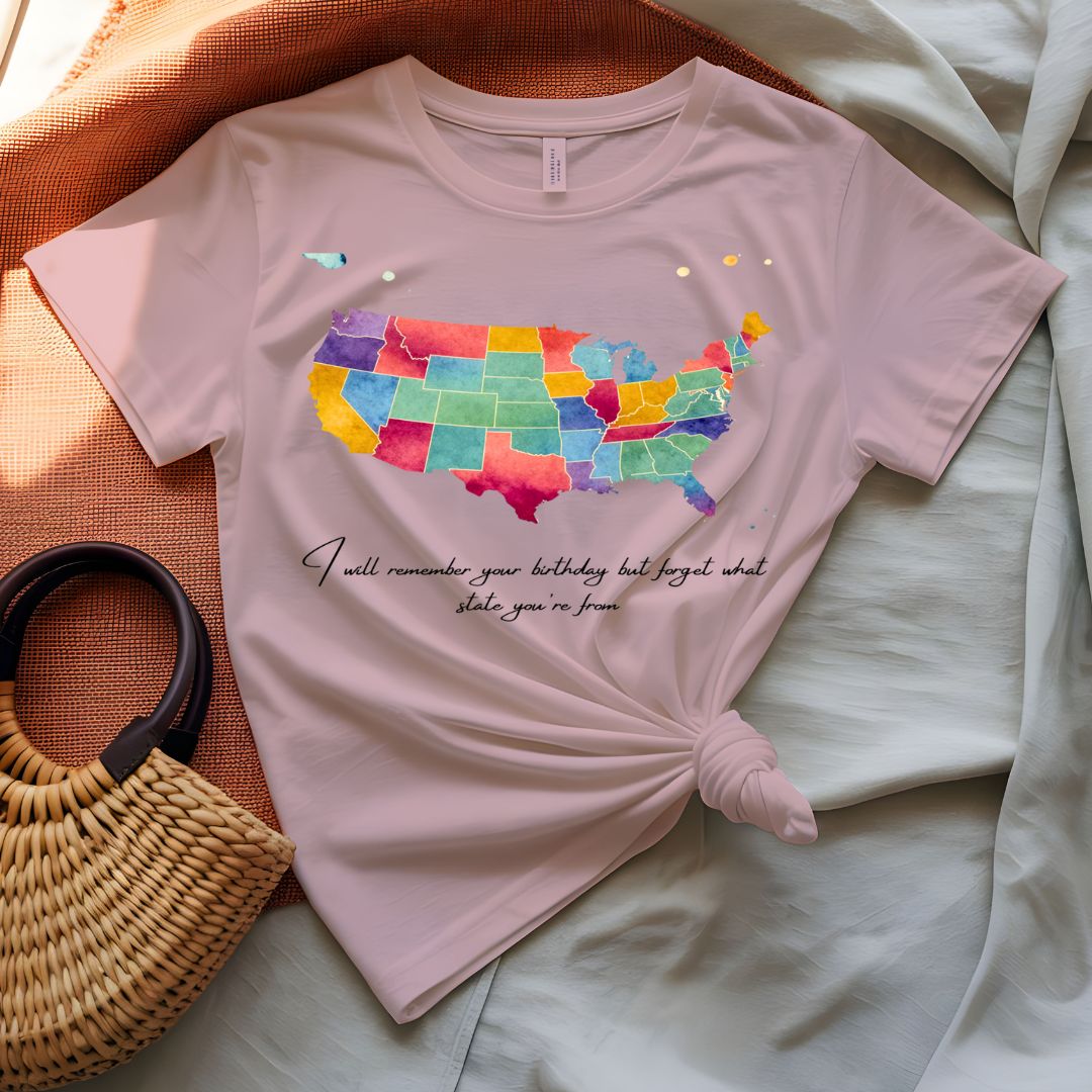 Funny Text American Map T-Shirt Humor