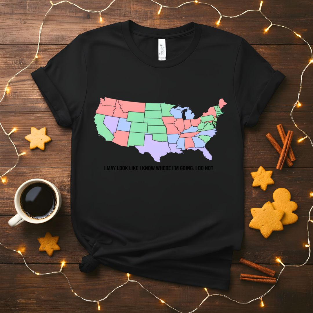 Funny USA Map Meme T-Shirt with Labeled States