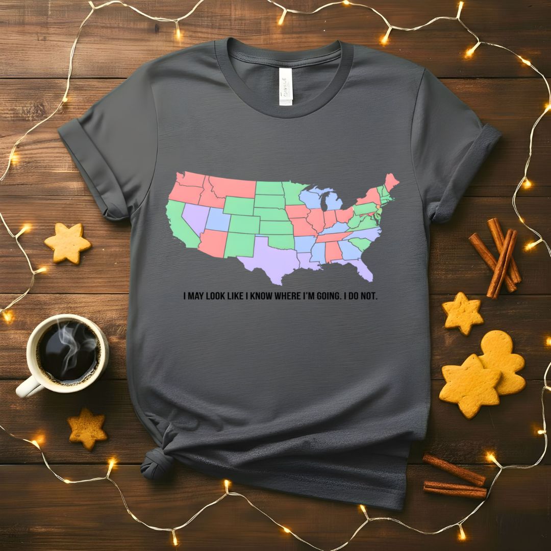 Funny USA Map Meme T-Shirt with Labeled States