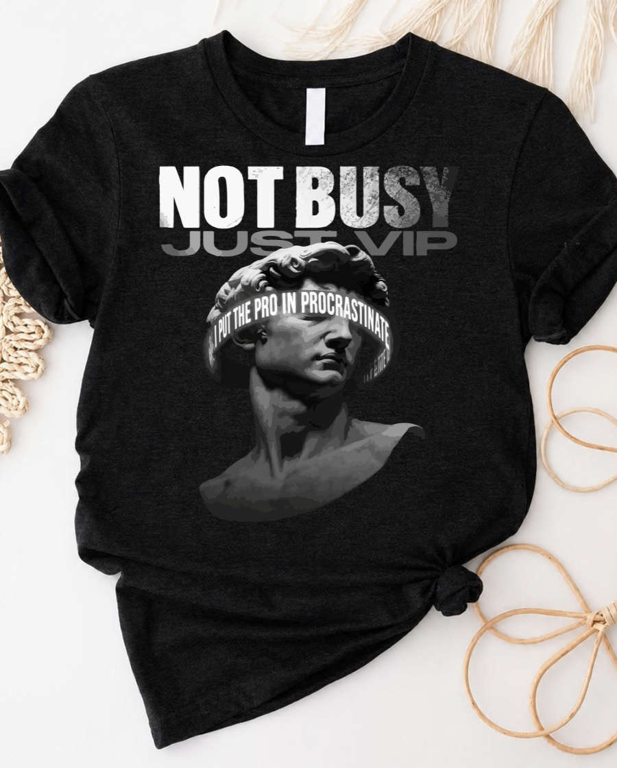 Funny procrastination statue t-shirt with I'll do it tomorrow design