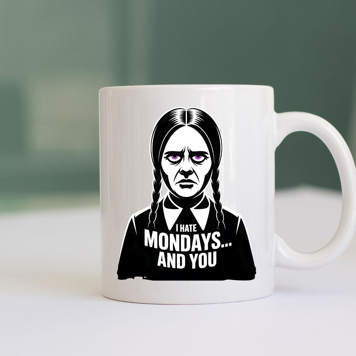 Funny office mug with I Hate Mondays text design”