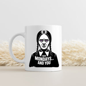Funny office mug with I Hate Mondays text design”