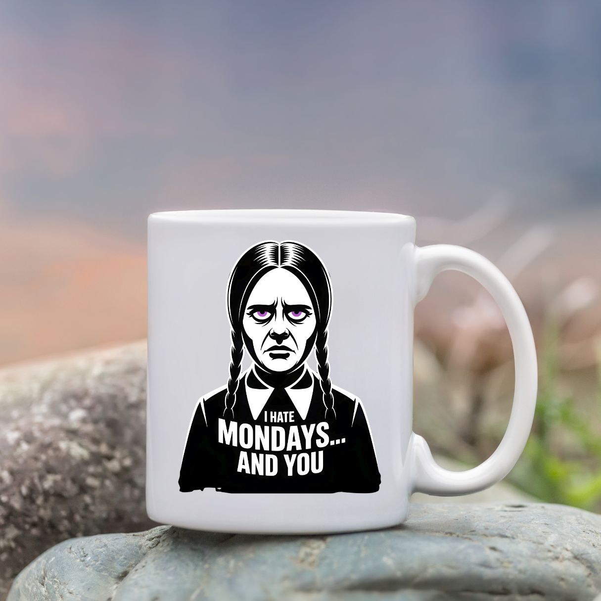 Funny office mug with I Hate Mondays text design”