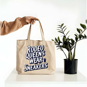 Funny rodeo queen tote bag with 'Yeehaw or Nay' sarcastic western design on durable canvas