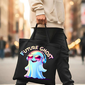 Future Ghost Tote Bag with cute cartoon ghost design