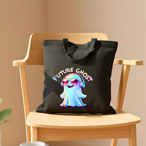 Future Ghost Tote Bag with cute cartoon ghost design